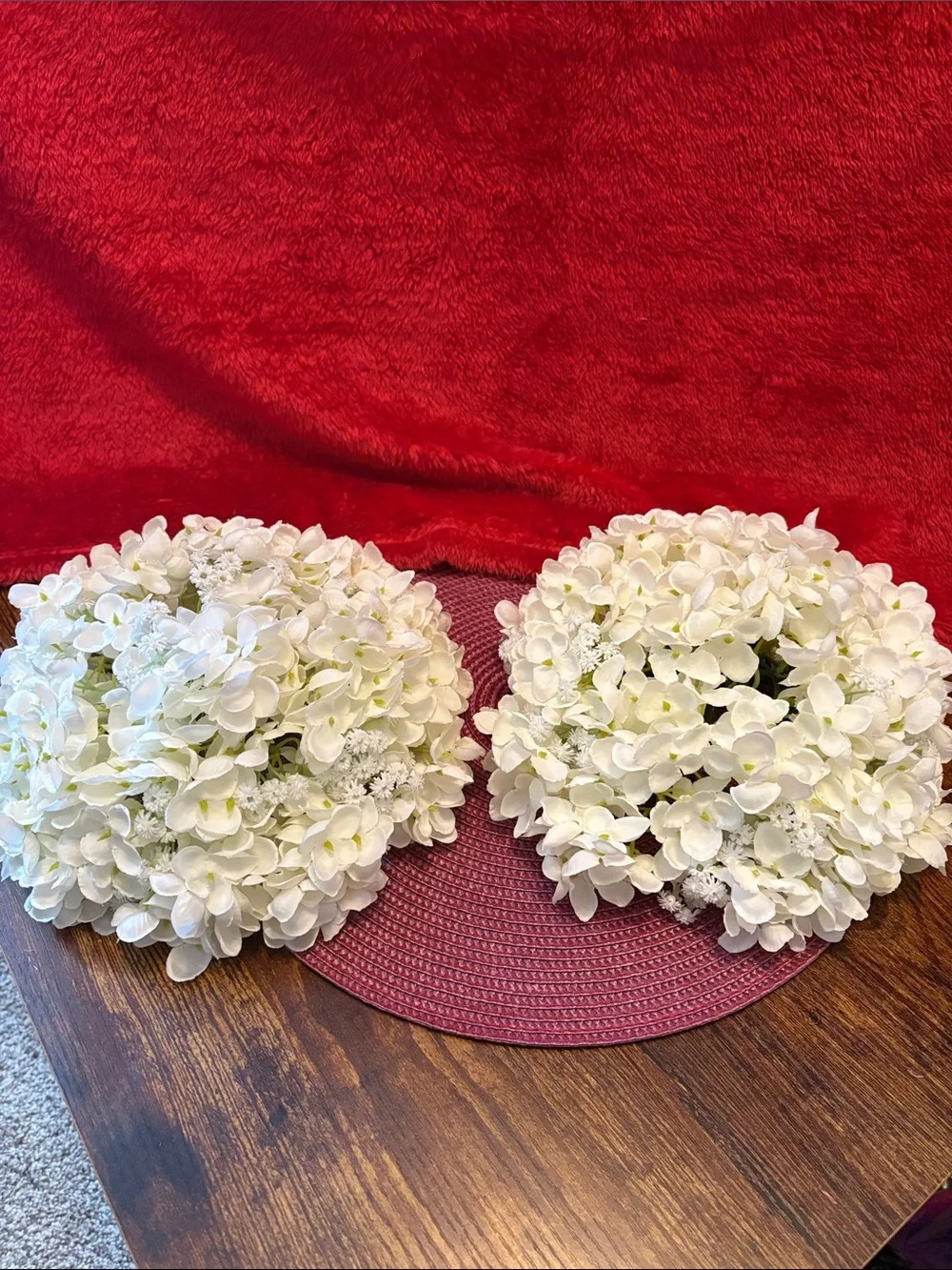 White Artificial Hydrangea Floral Bouquet Set (2pc) Home Accents  NEW